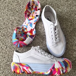 US 7.5 -Vans Old Skool Tapered Modular Rainbow Swirl Nimbis Cloud Womens EUC